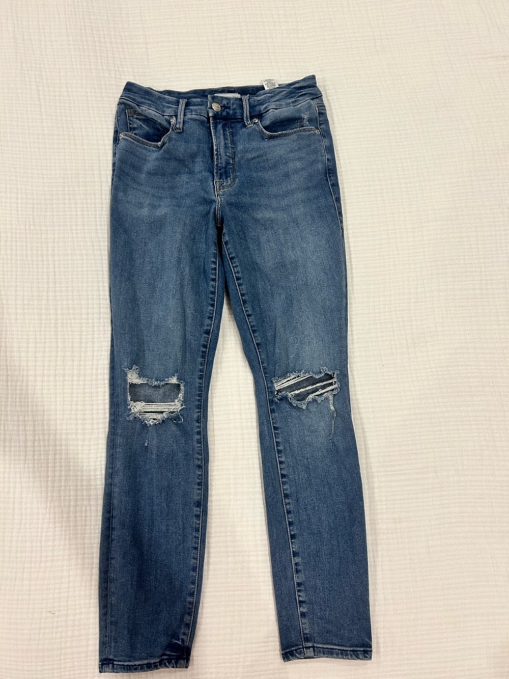 Good American Distressed Dark Blue Skinny Jeans